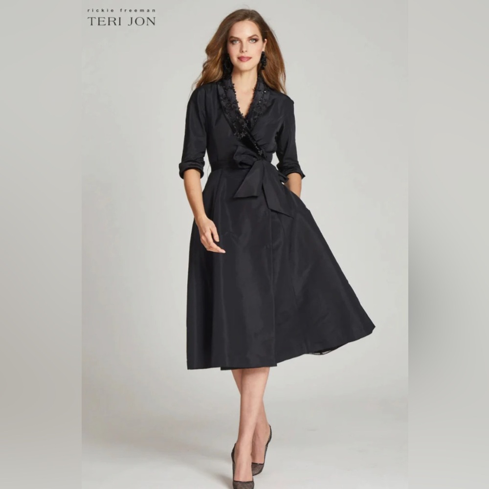 Teri Jon Black Wrap Dress